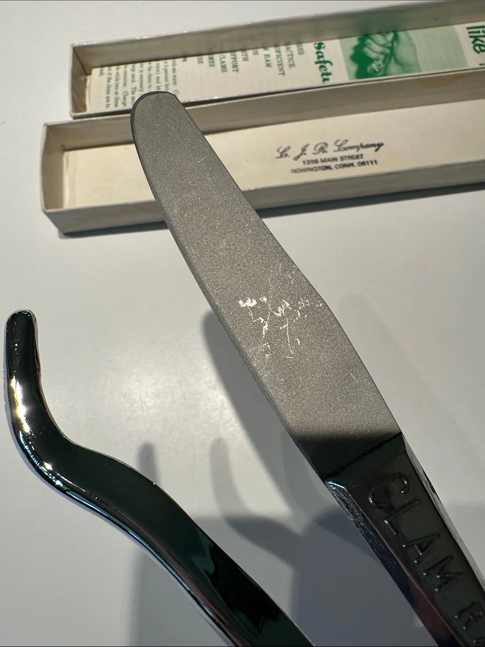 Vintage Original Clam Ram Stainless Steel Clam Opener with Paperwork and Box